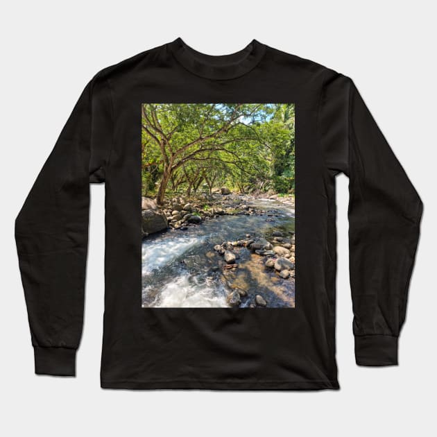 Mountain Stream, Jasaan, Misamis Oriental, Mindanao, Philippines Long Sleeve T-Shirt by Upbeat Traveler